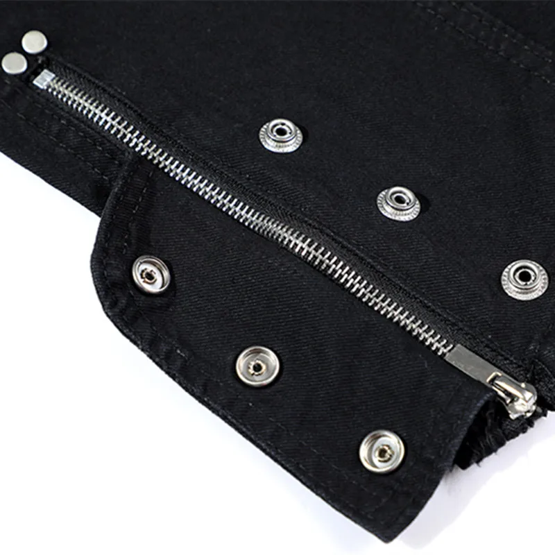 2022 Vibe Overalls Black Cotton Elastic Waist Men Cargo Jeans Trousers Drawstring Sweatpants Male Ankle Zipper Tracksuit Pants