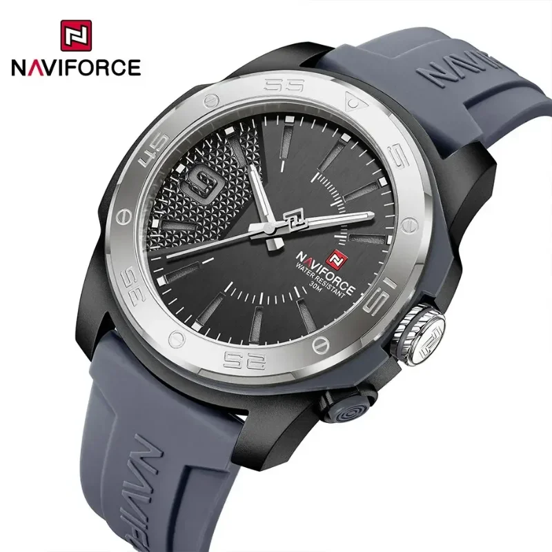 NAVIFORCE 7112 модные мужские часы кварцевые наручные спортивный силиконовый ремешок