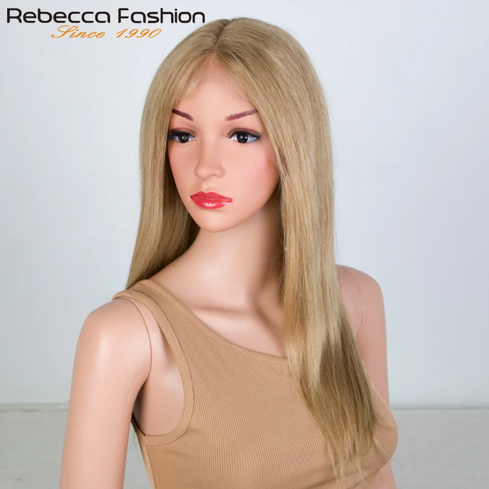 Прямые волосы Золотая блондинка от Rebecca 13*5*1 T парик из человеческих волос на сетке