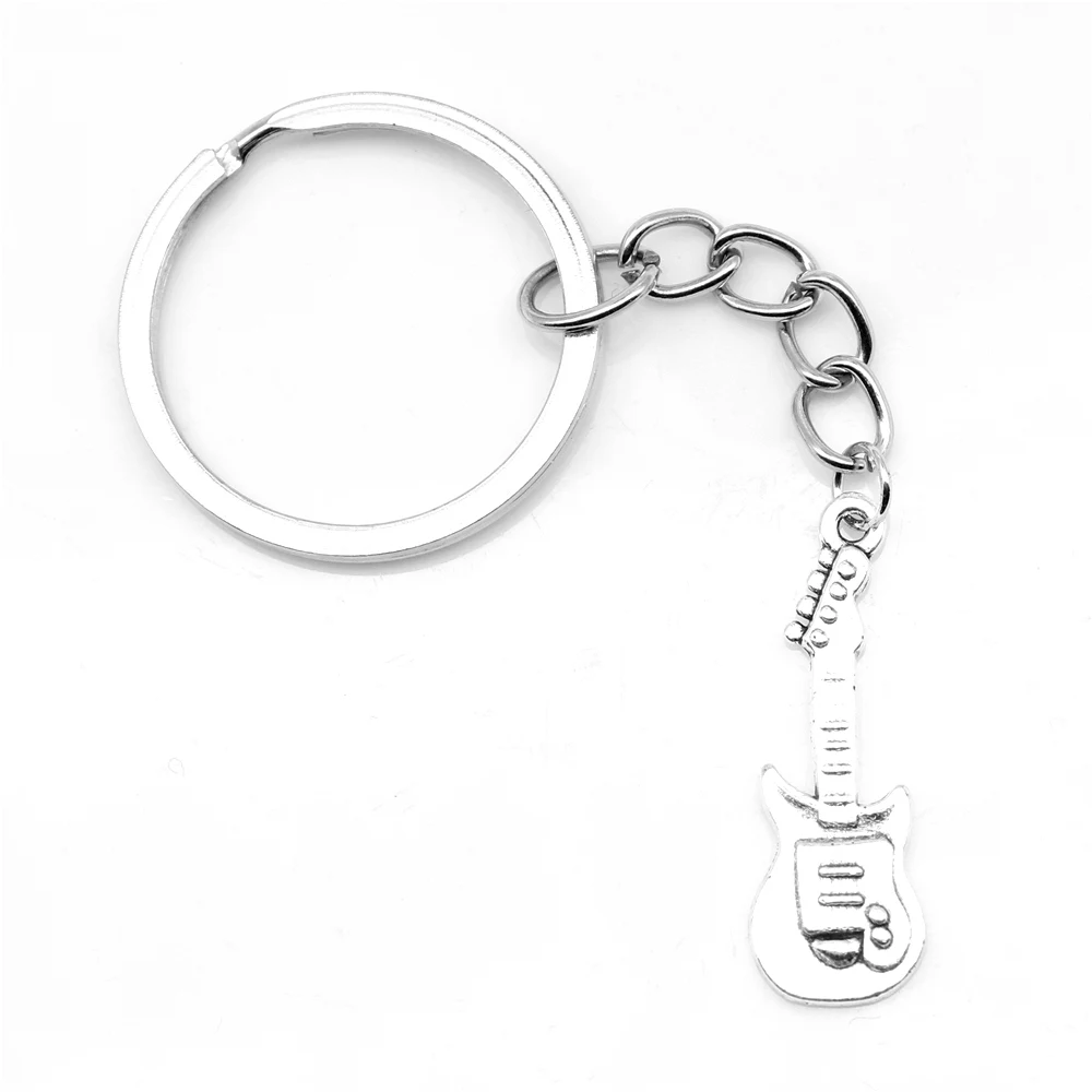 

1pcs Antique Silver Color 11x30mm Guitar Keychain Handmade Jewerly Diy