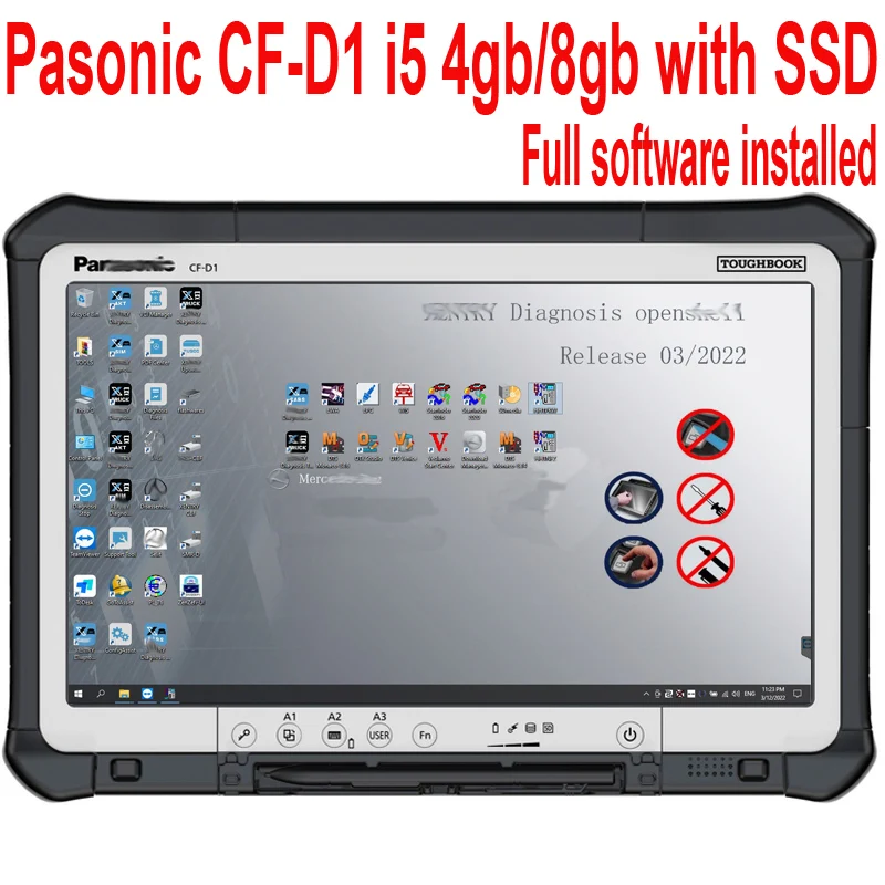 MB star C4 C5 C6 Panasonic cf-d1 tablet installed software 2022.03 i5 4g 8g for OBD2 scanner Multiplexer car diagnostic tool