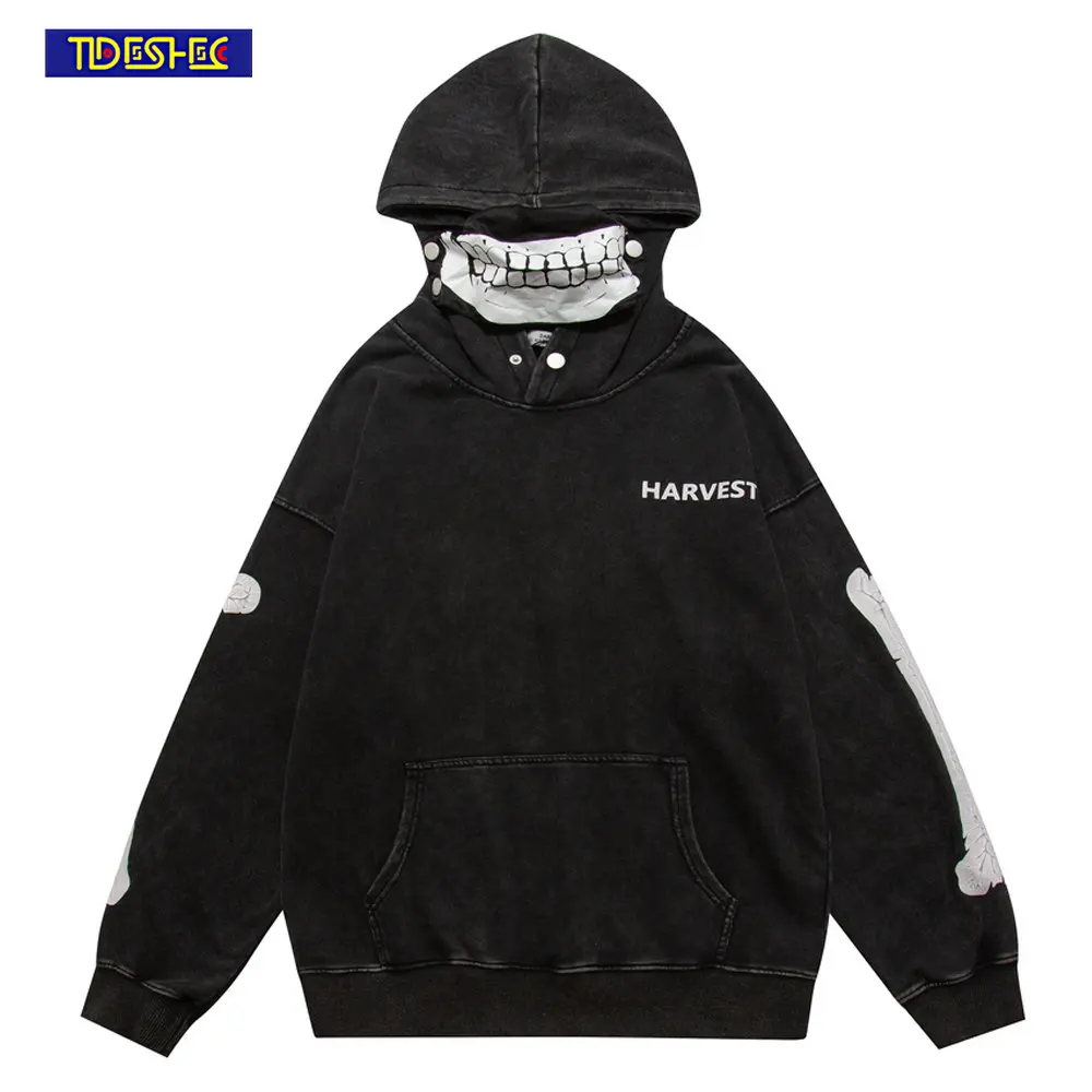 

Толстовка TIDESHEC Мужская в стиле хип-хоп, уличная одежда в стиле Харадзюку, худи в стиле панк/готика с забавным принтом зубов/костей, хлопковый...