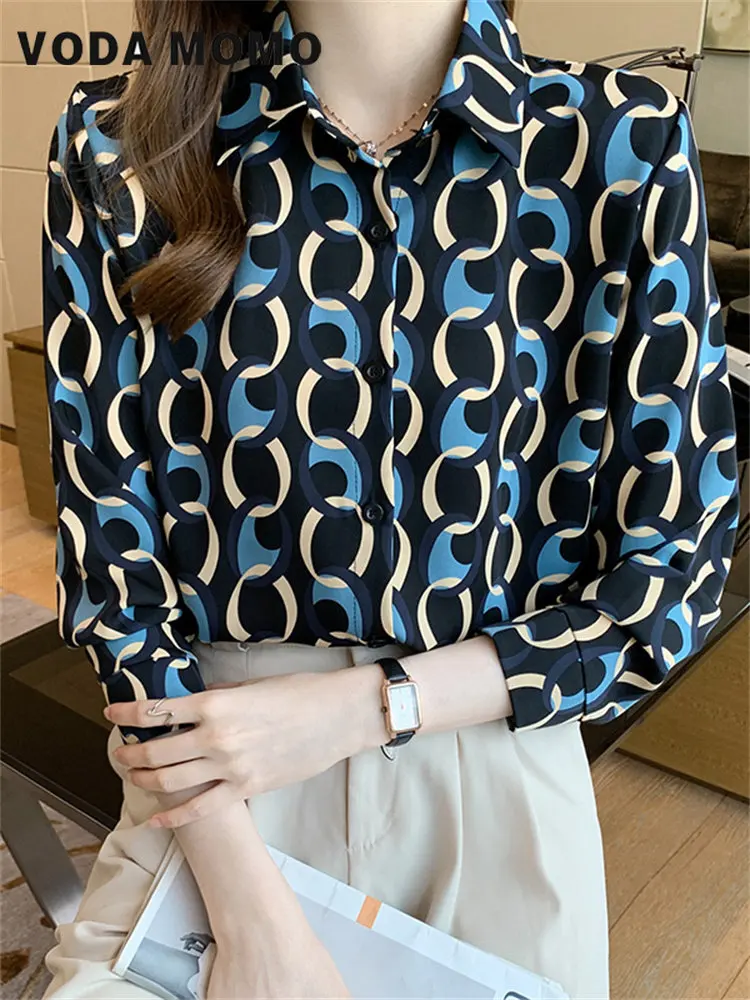 

Fashion Elegant Printed Shirt Women's Spring New Design Advanced Sense Printed Silk Shirt Women's Long Sleeve Top Aestheticism