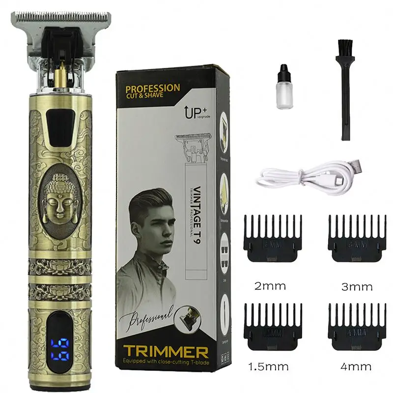 T9 Buddha Hair Trimmer Professional LCD Display All Metal Zero Gapped Blade 0mm Hair Trimmer