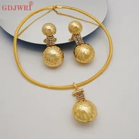 african jewelry set for women fashion dubai wedding round earrings pendant necklace for bridal gold plated nigerian jewellery