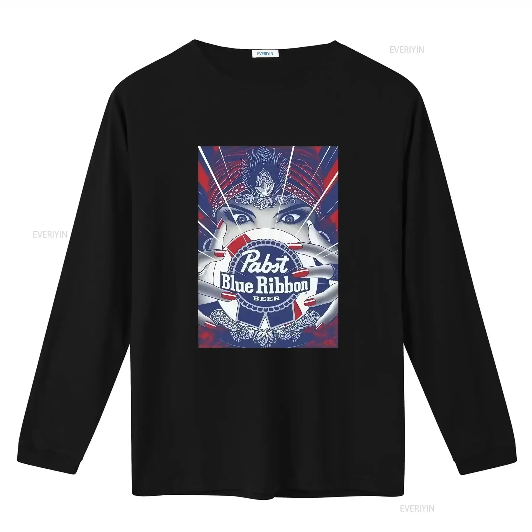 Фото Футболка Pabst Blue Ribbon с винтажным принтом, американская, в стиле Heavy Ad Washed, для повседневной носки, уличная одежда, графический винтажный дизайн, эффект потертости №3