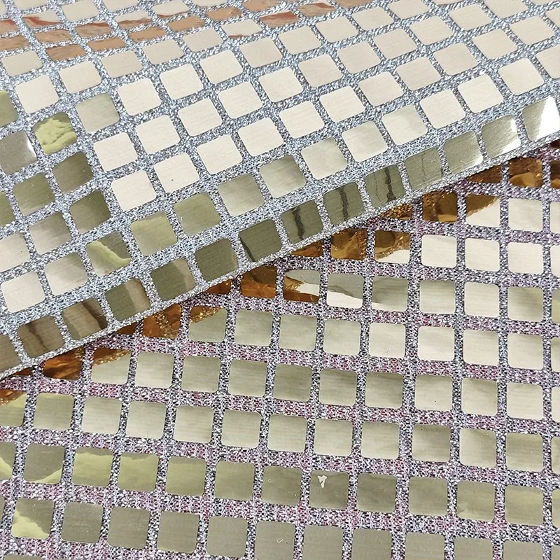 Фото Ткань с пайетками 100x140 см: Металлическая сетка Magic Color Square Lattice, мягкая зеркальная сетка, текстиль для декора, ткань для рукоделия, для сценических костюмов, дизайнерская ткань для вечеринок №5