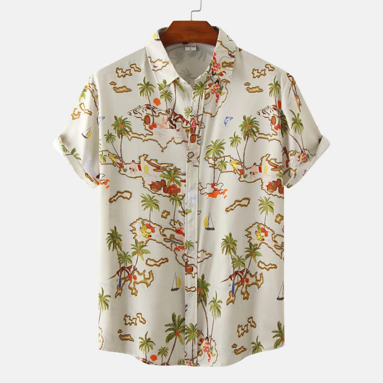 

Male Summer Casual Tree Printed Shirt Short Sleeve Turn Down Collar Shirt Handsome Men Art 3d Digital Print Men's Clothes Retro