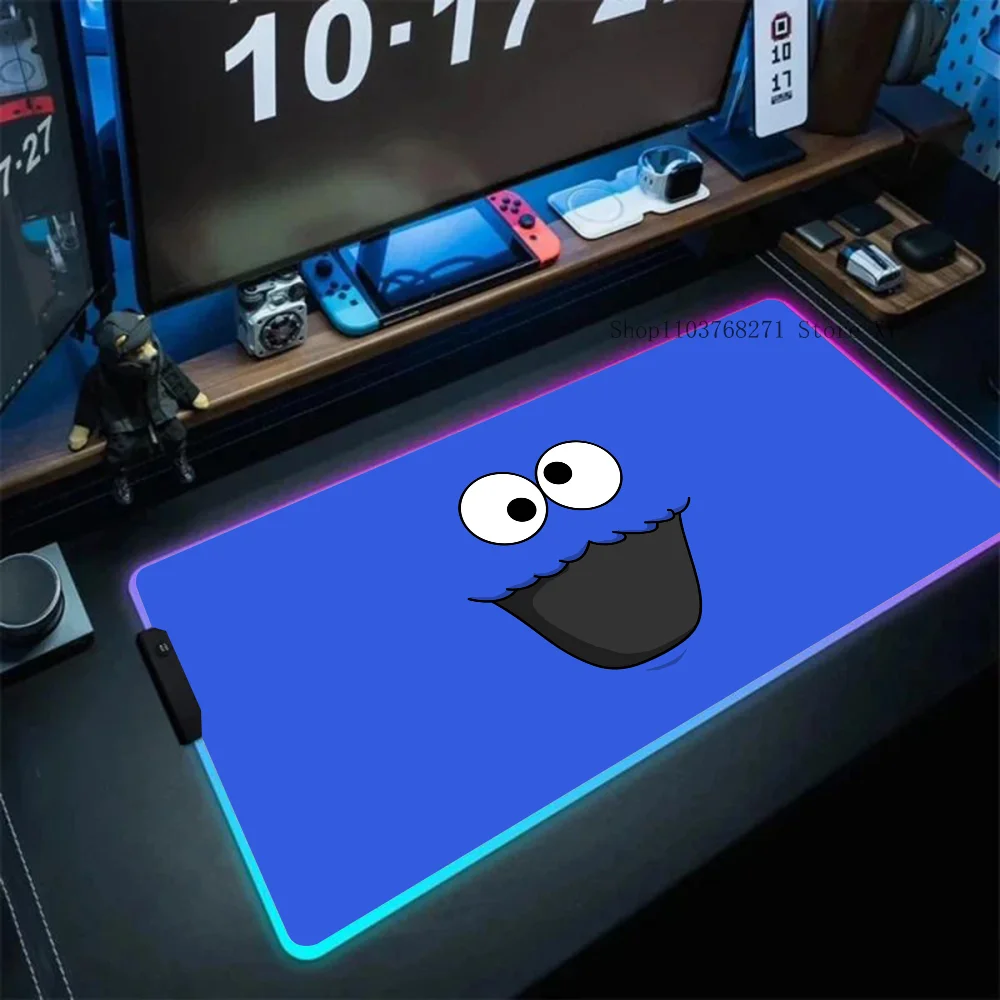 Милый коврик для мыши C-Cookies E-ELMO S-Sesame S-Street XXL RGB игровые коврики HD черные аксессуары
