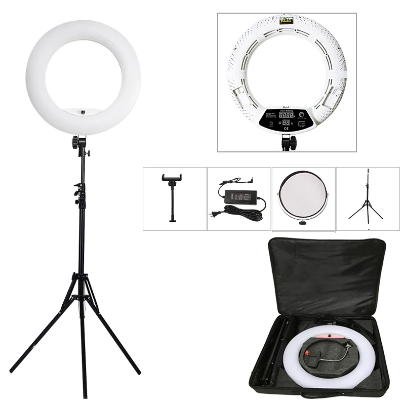

LED Ring Lights Lamp Kit with Tripod 96w 3200K-5500K Bi-color Yidoblo FD-480 18in Makeup Lamp Video Photographic Lighting