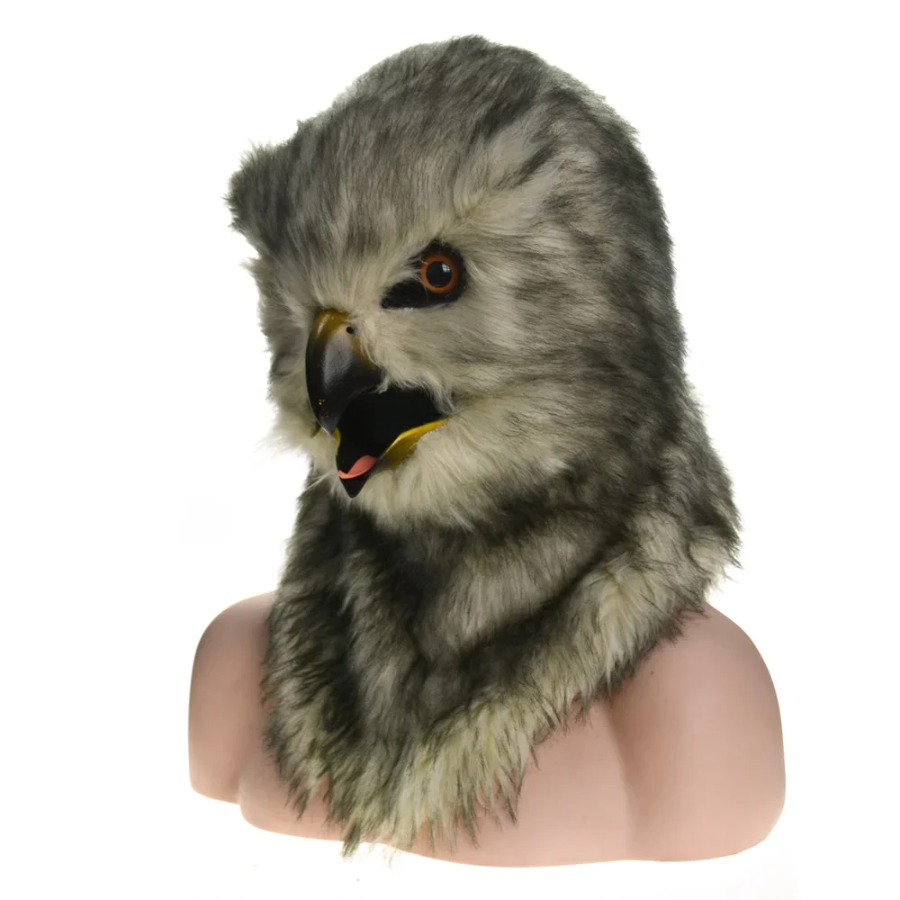 2024 FURSUIT ручная работа телефон движущиеся маски серый Сова рот Реверсивные