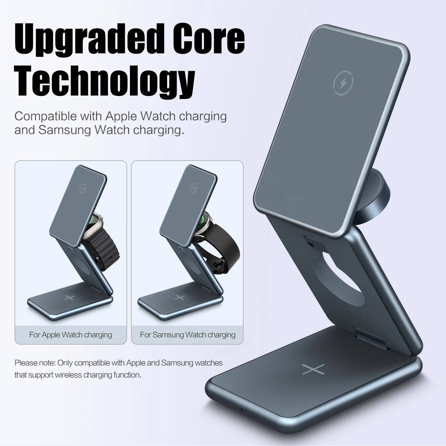 Portable 3 in 1 Foldable Wireless Charger Stand Dock for iPhone 14 13 Holder Magnetic Fast Charging Station for Apple Watch S8