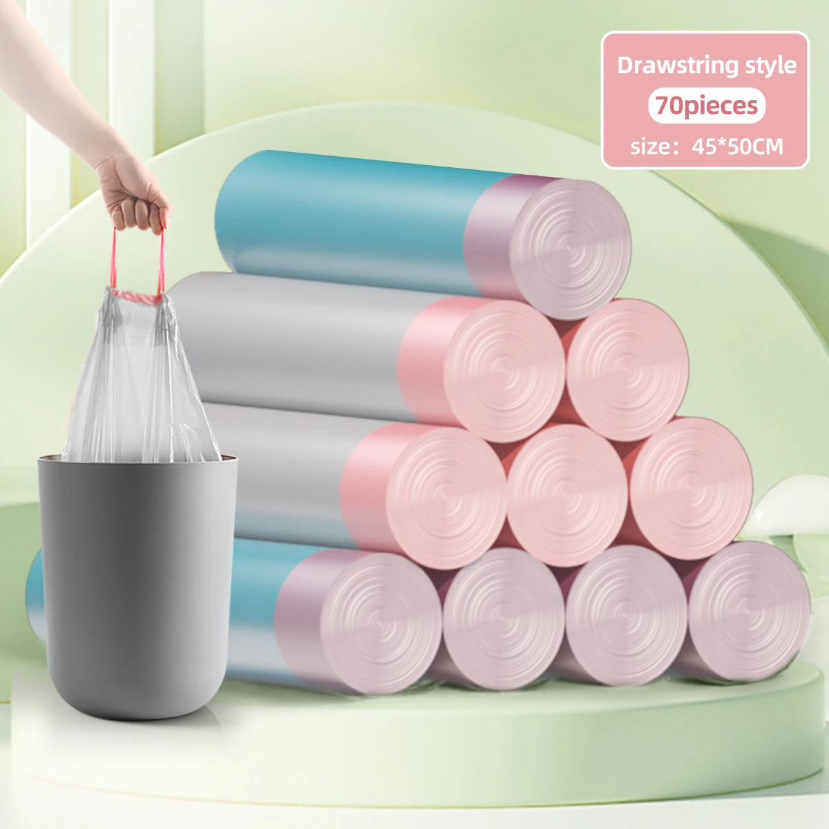 OKWIFE Коммерческие сверхпрочные мешки для мусора 70 шт./7 рулонов