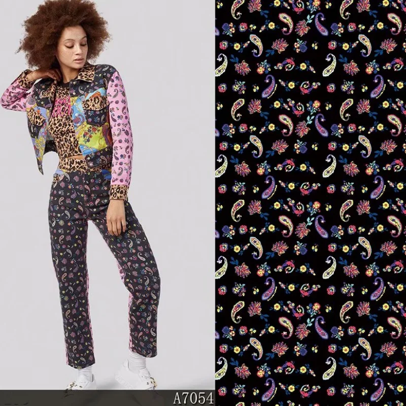 

Polyester Stretch Satin Printing Fabric Italian Brand Chiffon Fabrics Thin Women Shirt Clothing Pants Cloth for Dress Diy Sewing