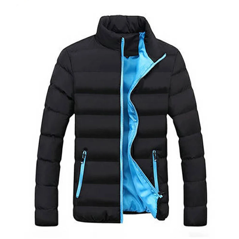 New Solid Stand Collar Male Windbreak Cotton Padded Down Jacket Warm Thick Men Parka Jackets Winter Casual Mens Outwear Coats