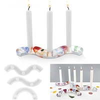 diy new crystal drop glue beeswax epoxy m shaped candle holder resin mold wavy line s shaped candle holder mirror silicone mold