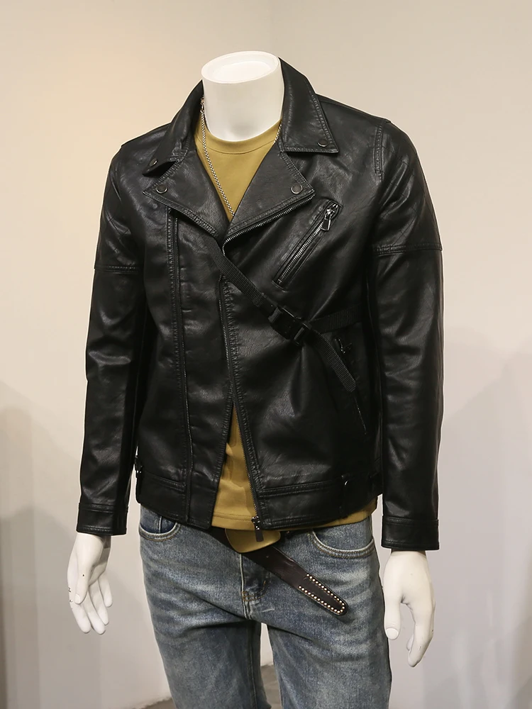 

Куртка-бомбер мужская демисезонная из искусственной кожи, на молнии, R09