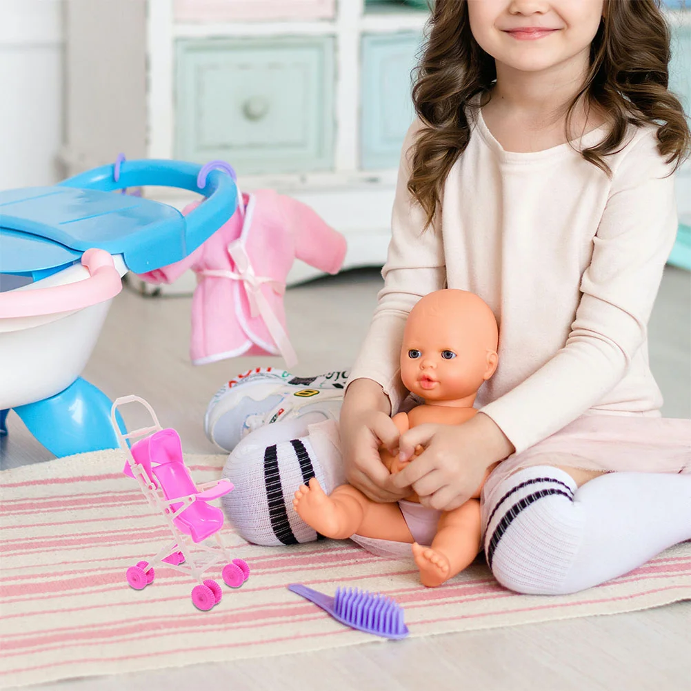 4 шт. коляска для девочек игрушка малышей декор кукольного домика кукол складной