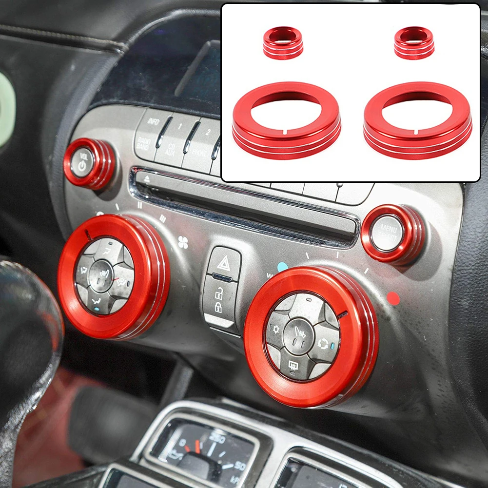 

Interior Accessories Switch Button Knob Trim Cover 4PCS ABS Dashboard Trim Ring Cover For Chevrolet Camar 10-15