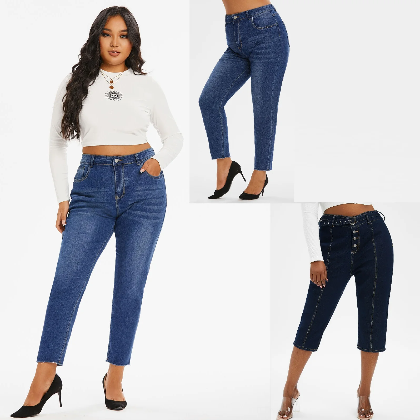 

High Waist Faded Ripped Skinny Jeans Jeggings For Women 4xl 5xl Pants High Waist Denim Pencil Pants