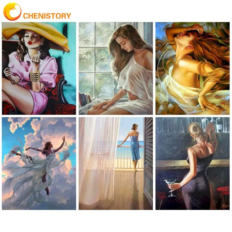 

CHENISTORY Modern Painting By Numbers Paint Kit Coloring By Numbers Ladies Diy Crafts For Adults Gift Wall Decor Canvas Painting