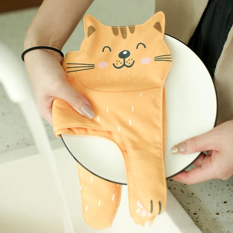 

1pcs Cute Cat Hand Towels Long Cartoon Cat Shape Wipe Handkerchiefs Bath Towels for Bathroom Kitchen Hanging Towel