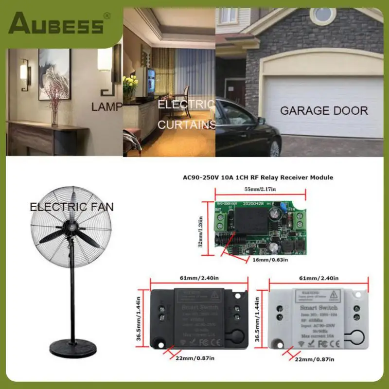 

Foldable Rf 433mhz Smart Switch Lighting Control 220v Mini Relay Receiver Wireless Wiring-free Panel Portable