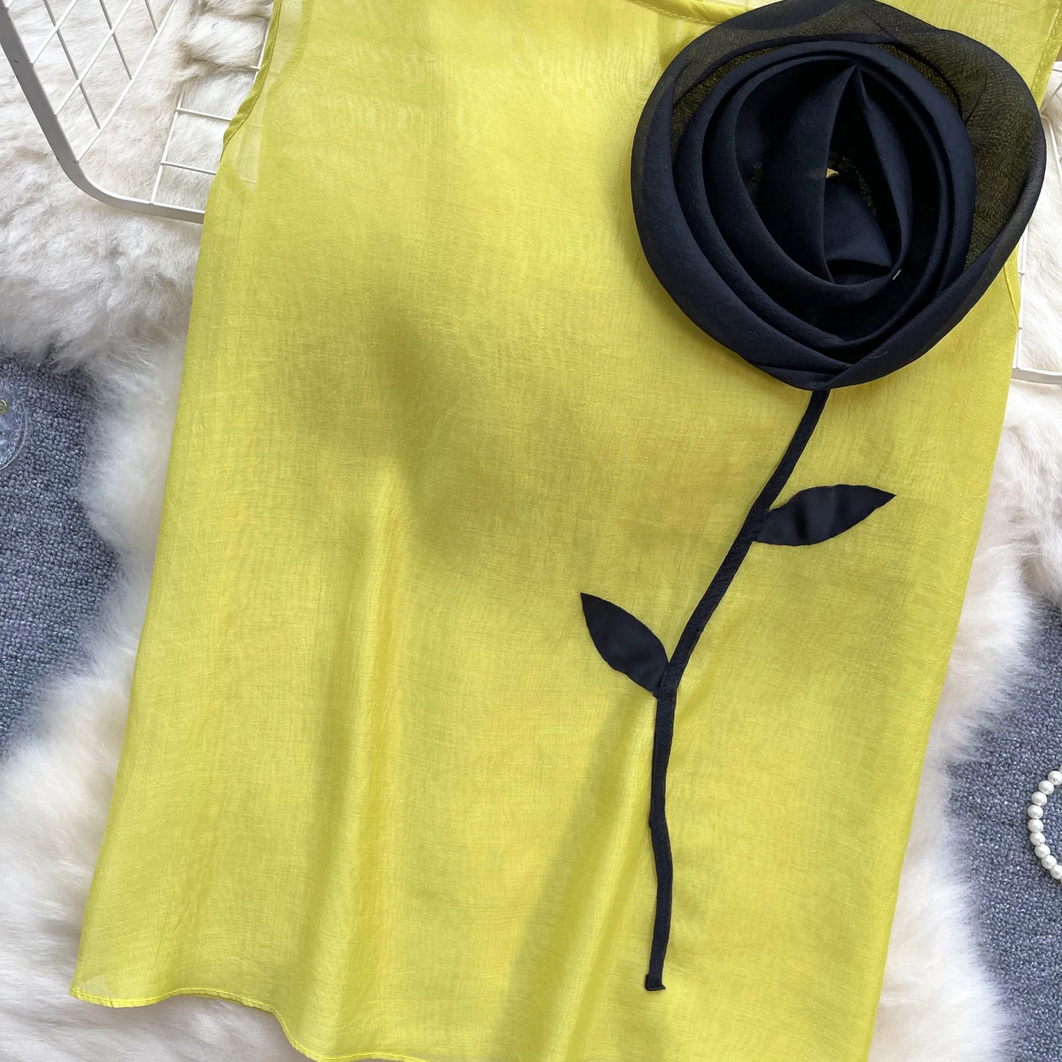 Женская шифоновая блузка без рукавов в стиле ретро