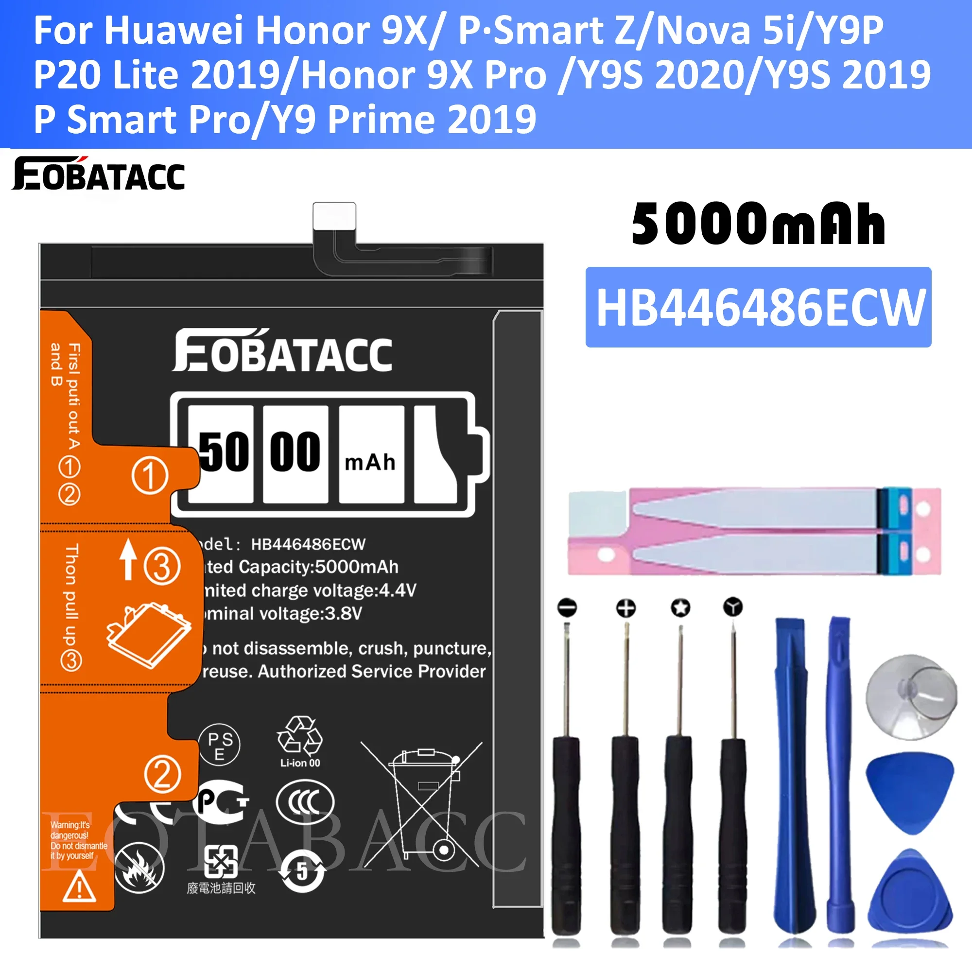 EOATABACC Совершенно новый HB 446486 Сменный аккумулятор ECW 5000 мАч для HUAWEI Honor 9X/P·Smart Z/Nova