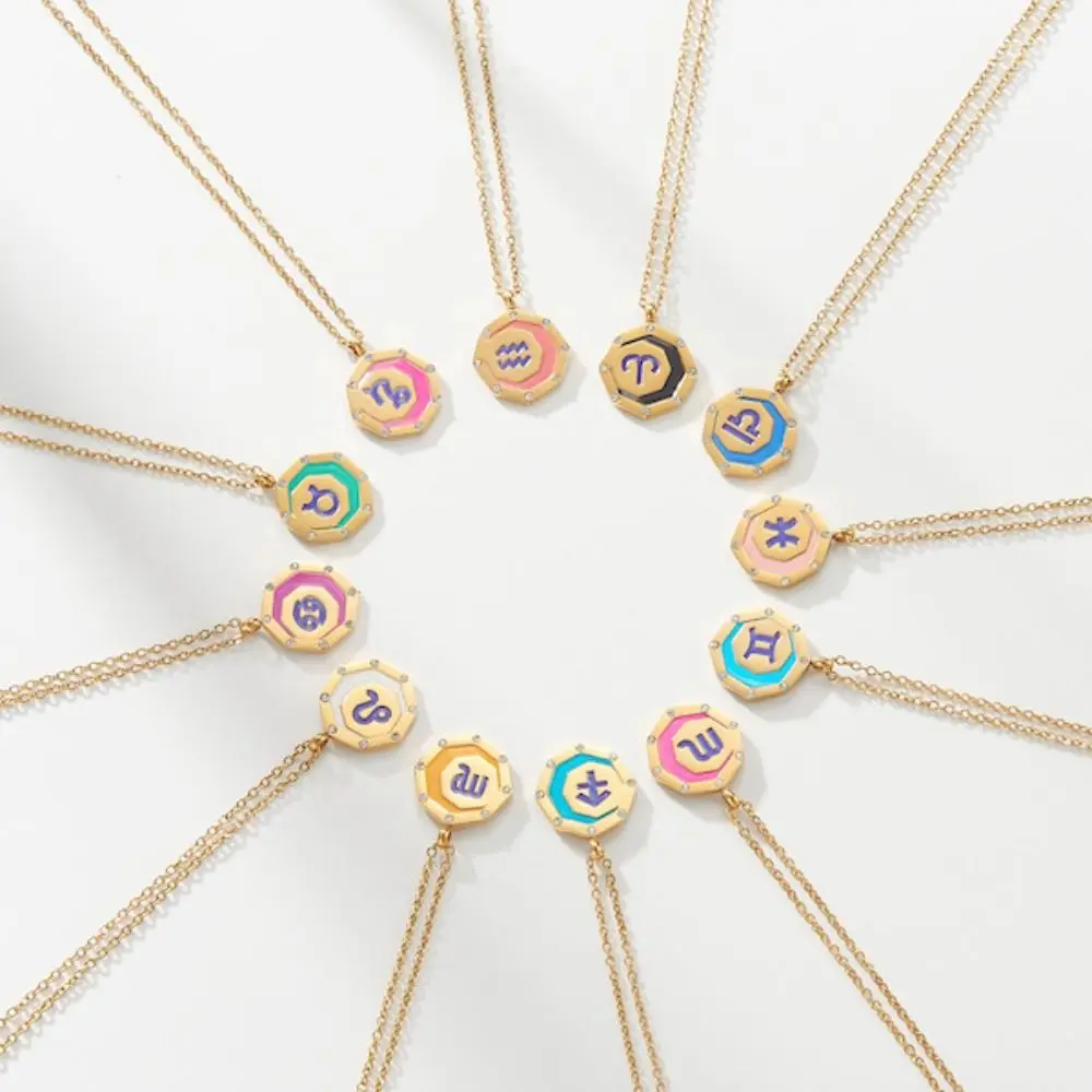 Титановые стальные цепочки 12 ожерелье с подвеской в виде знака зодиака золотая