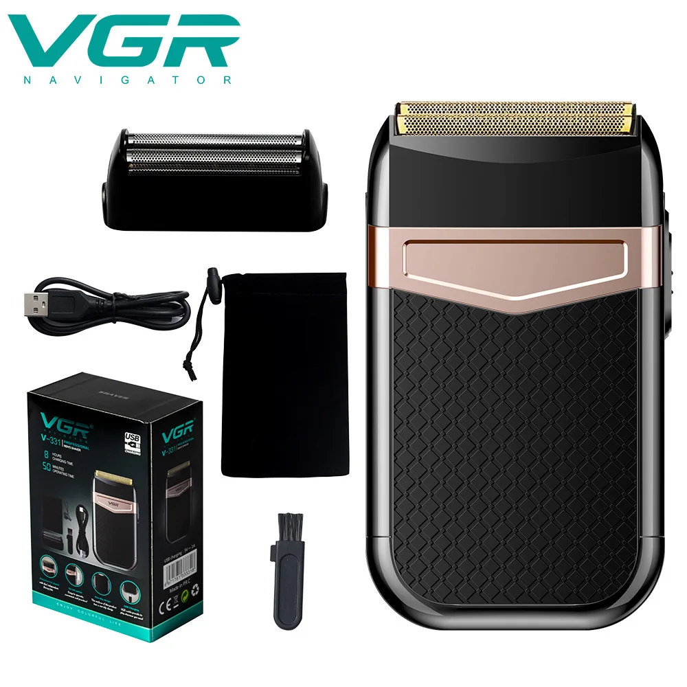 

VGR Wet Dry Electric Shaver for Men Beard Rechargeable Electric Razor Professional Face Head Shaving Machine with Extra Mesh