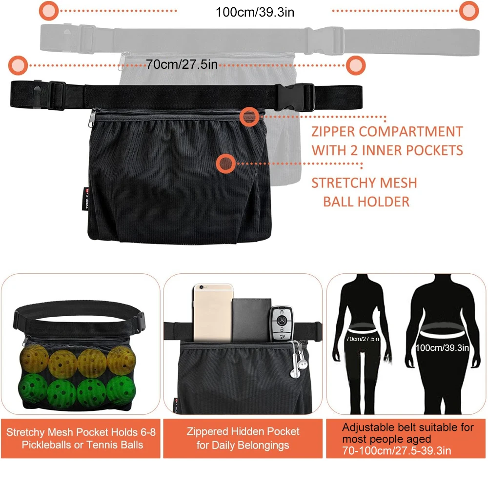 Сумка для Теннисных Мячей 1 шт. вместительная поясная сумка на молнии хранения