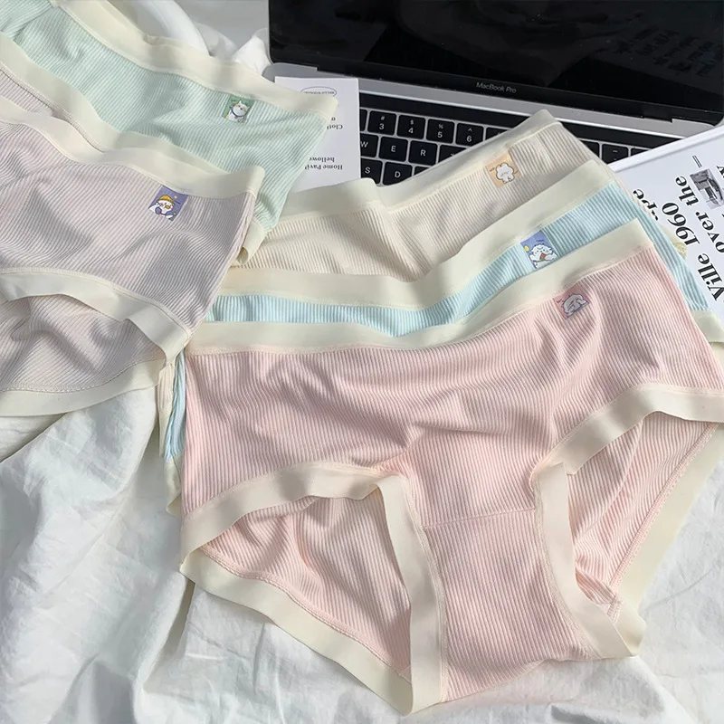 5PCS/Set Women's Panties Cotton Underwear Breathable Cute Print Briefs Panty Girls Underpants Female Lingerie M-2XL 5PCS/Set Wo