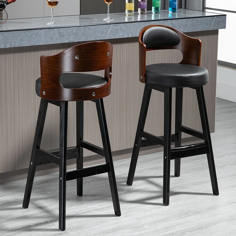 

Black Kitchen Bar Chair Modern European Wood Office Chairs Luxury Counter Design Chaise Haute Pour Bar Household Furniture