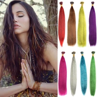 colored strands for hair feather extension 50 pieces i tip synthetic hairpiece fake hair zebra line feather hair extensions
