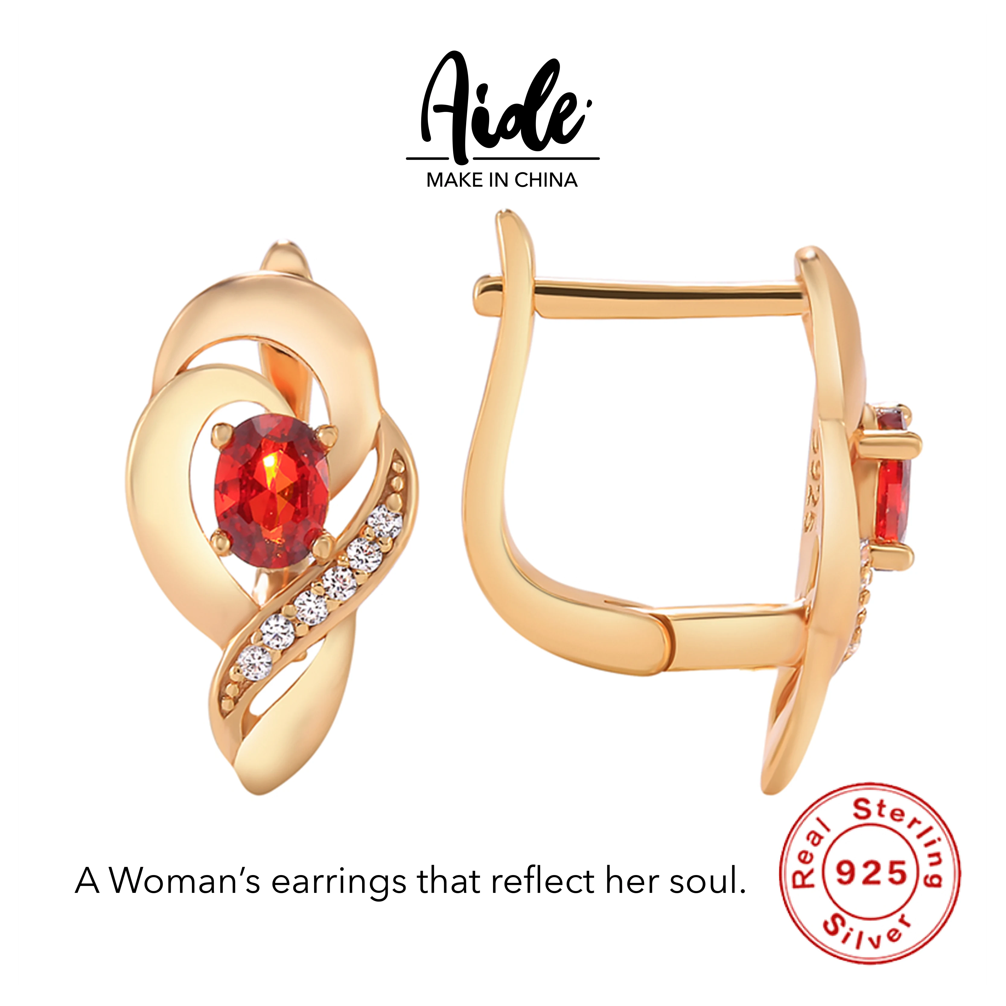 

Aide 925 Sterling Silver Earrings Geometric Spiral Design Drop Earrings 18K Rose Gold Jewelry Earrings Valentine's Day Gifts