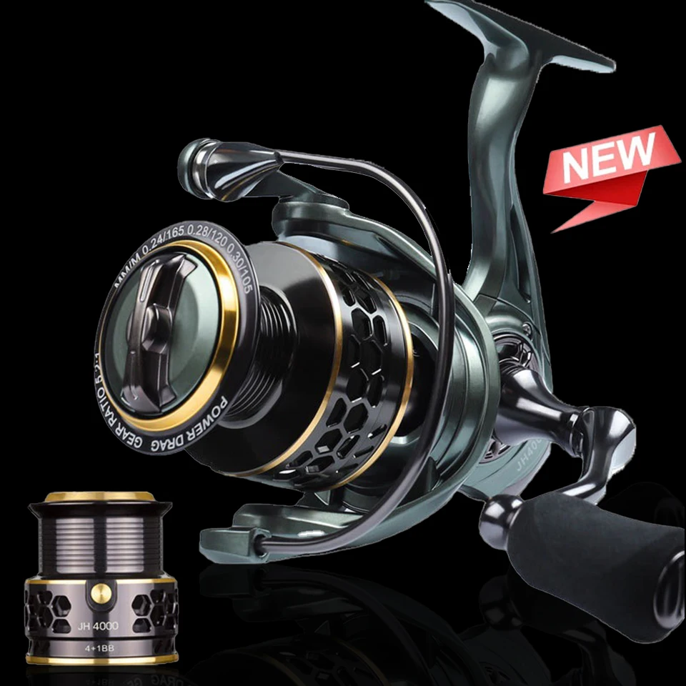 

WALK FISH Fishing Reel JH1000-6000 5BBS G-Ratio 5.2:1/5.1:1 Max Drag 8KG Big Pulling Spinning Metal Spool Handle Fishing Tackle