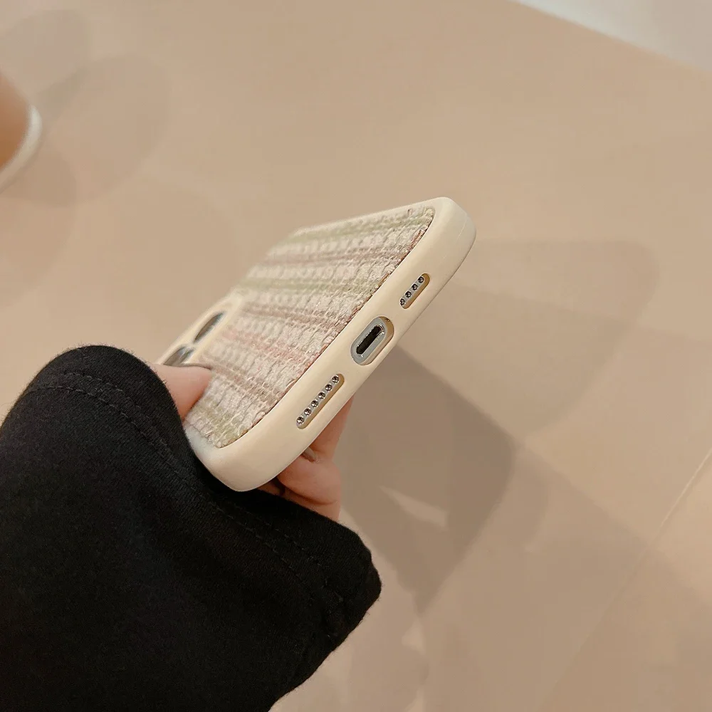 Классический Трикотажный чехол с рисунком &quotгусиные лапки&quot для iPhone16 15 14 12 13 11 Pro