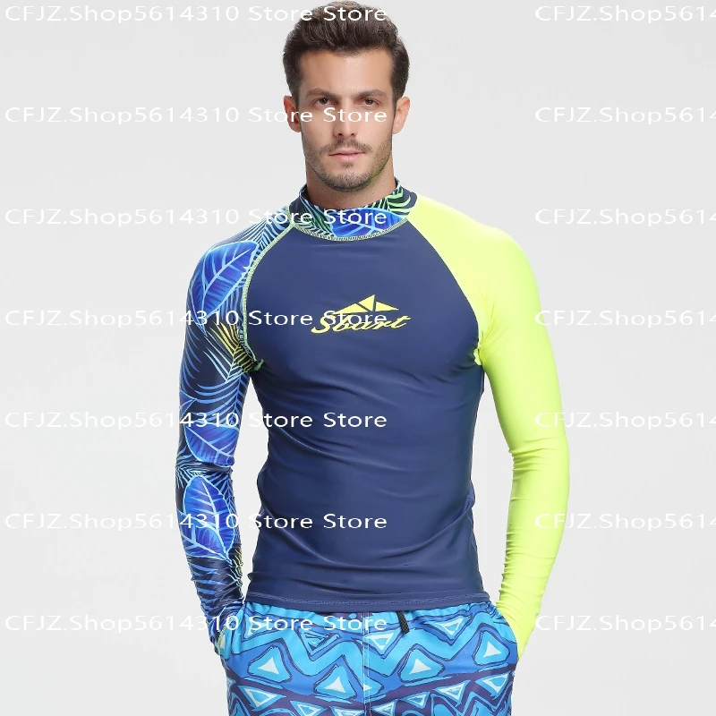 

Sbart Men Rash Guard Surfing Diving Suits Swimwear Long Sleeve Suit Swim Floatsuit Tops UV Swimming RashGuard Prevent Jellyfish