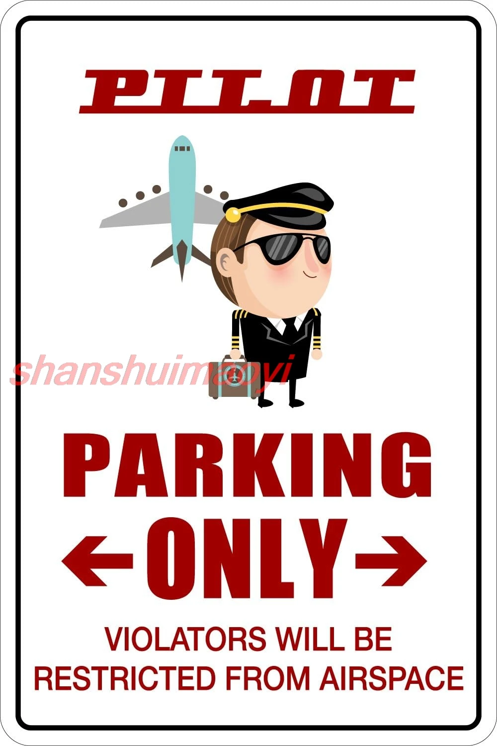 Наклейка Пиратский пилот только парковка 8 x 12 дюймов металлический знак алюминий