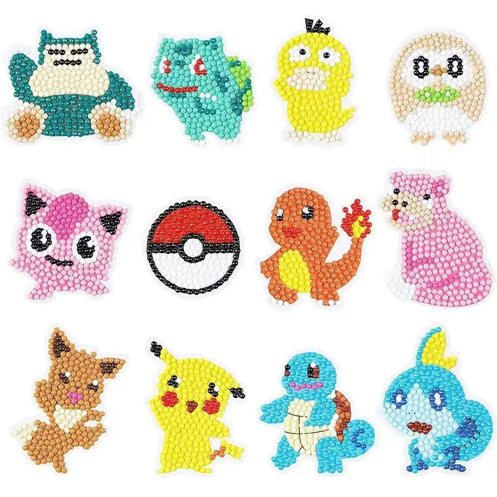 

Pokemon Cartoon Pikachu Diamond Stickers Children's Handmade DIY Mosaic Circle Stickers Diamond Embroidery Objects Decoration