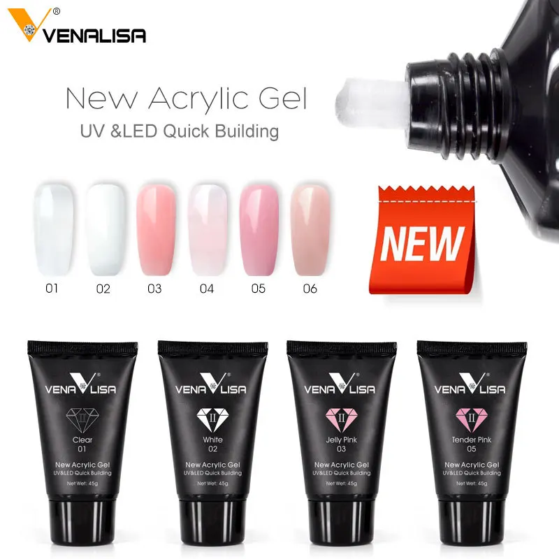 

45g Venalisa Poly Nail Gel Nail Design Builder Nail Gel Acrylic Transparent Crystal Coumuflage Nail Extend Jelly Gel Polish