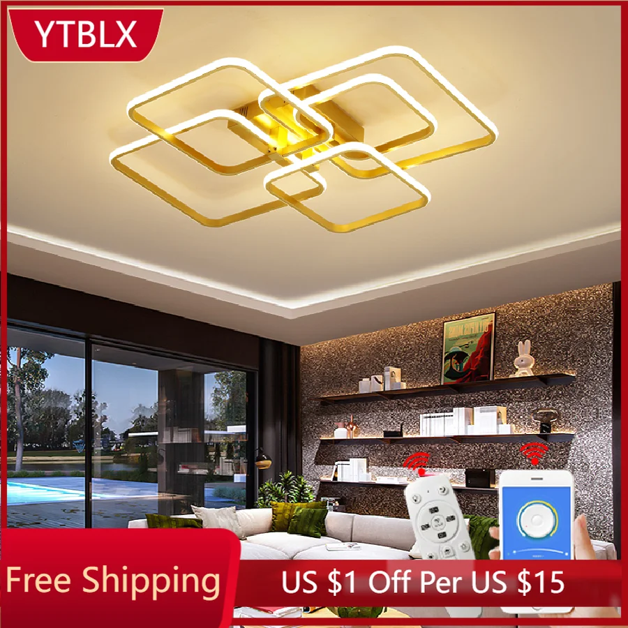 

Modern Led chandeliers For Living Room Study room Bedroom lights lampara techo Gold color Ceiling chandelier fixtures 90-260V