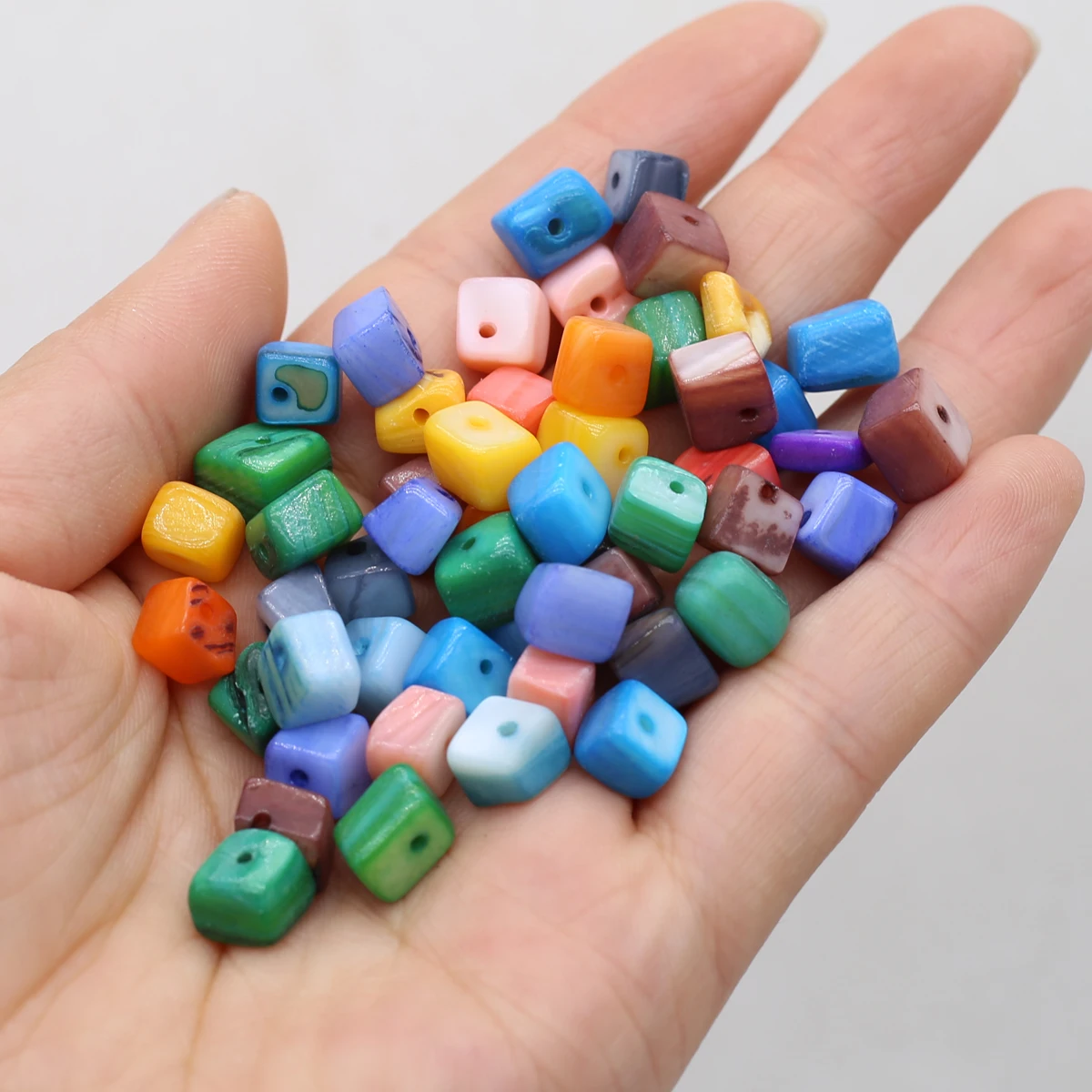 

100g 7-8mm Colors Square Ceramic Beads Cube Hole Bead Handmade Porcelain Beads For Jewelry Making DIY Charms Necklace Bracelets