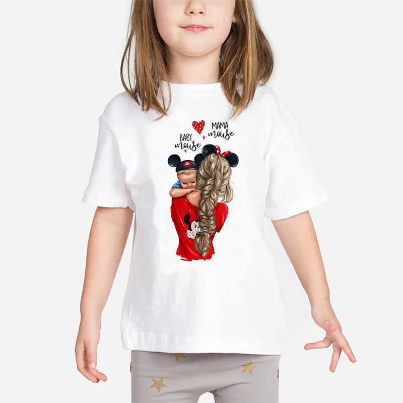 

Новинка 2022, футболка для супер мам и девочек, футболка с милым принтом для мамы и ребенка, детская белая одежда, детские топы