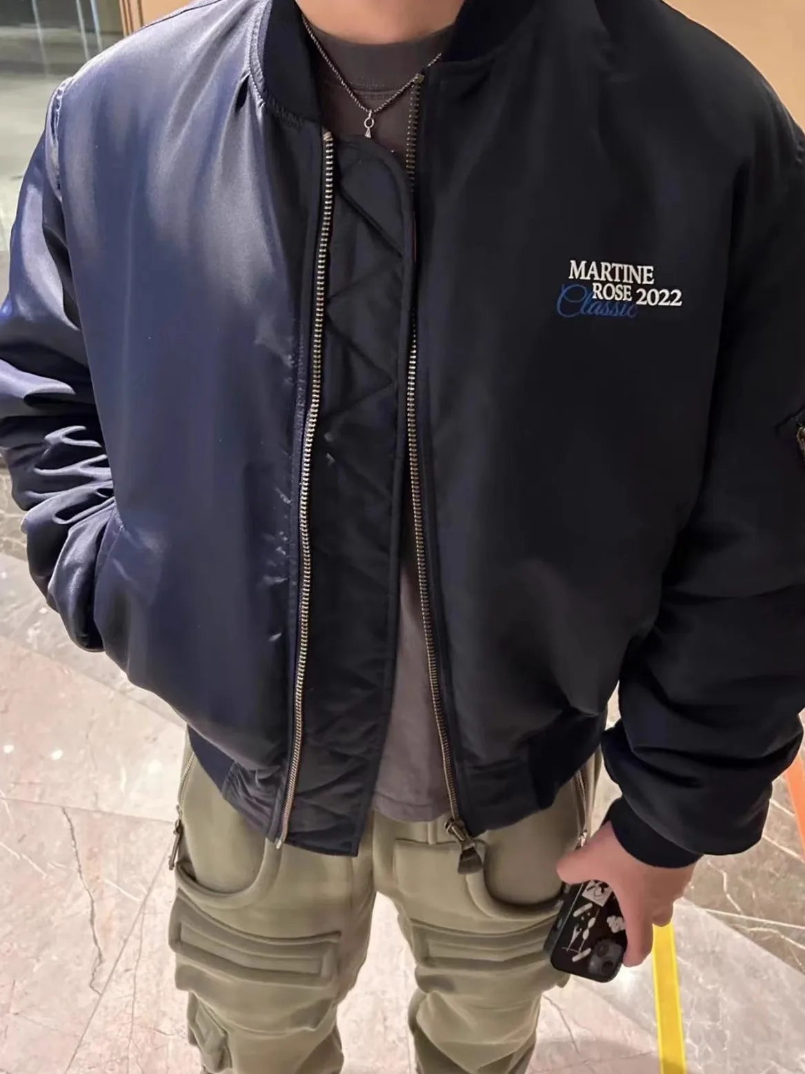 2024 темно-синяя двусторонняя куртка-бомбер Martine Rose мужская и женская хлопковая