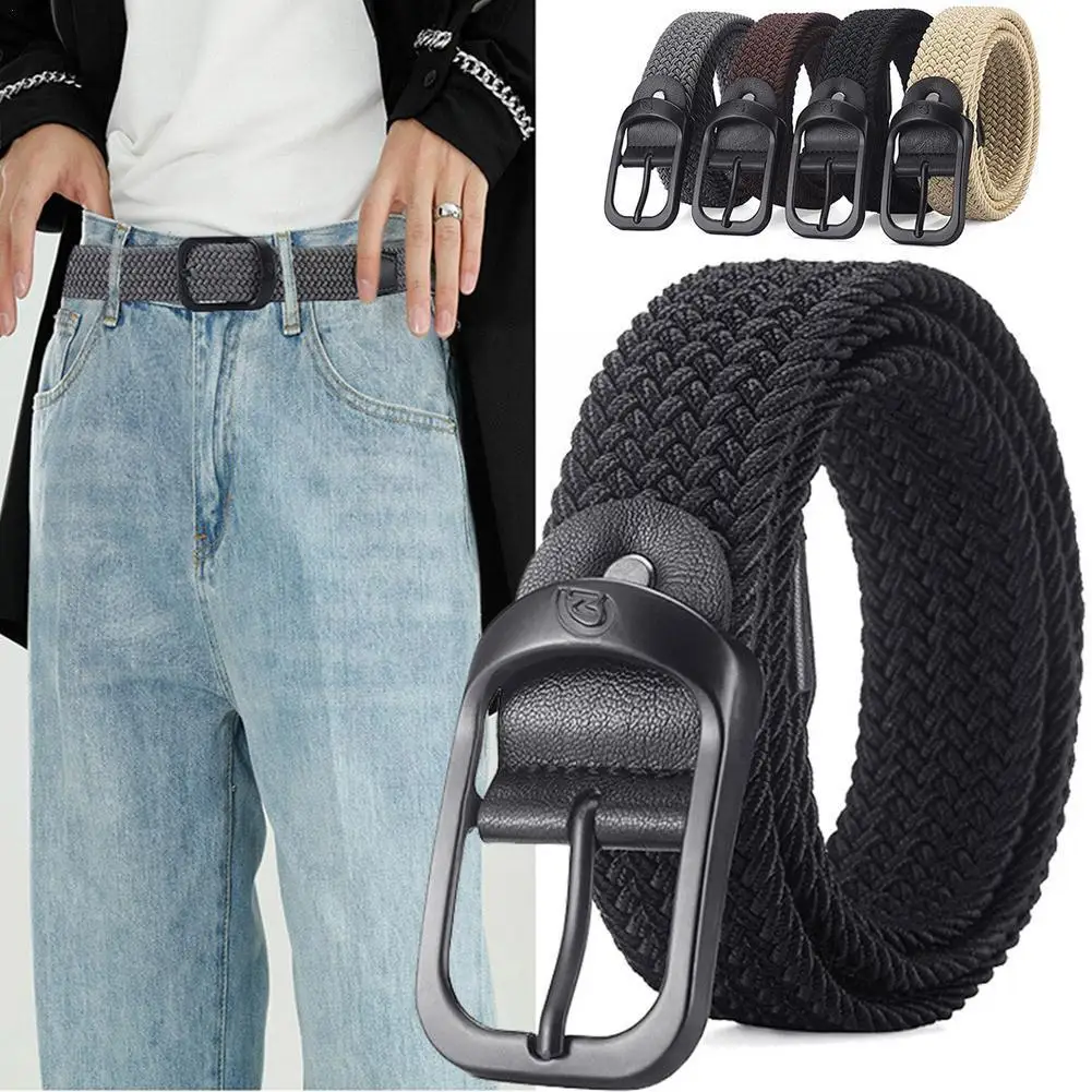 

Men's Belt Casual Woven Elastic Belt Outdoor Sports Suit Women's Belt Jeans Work Universal Belt Men's Pants And Women's Cli T6U2