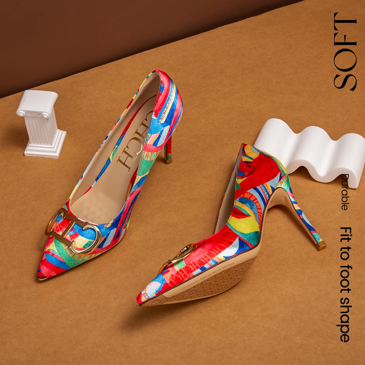 Модные Женские Туфли На Высоком Каблуке С Роскошным Дизайном Цветные Блоки
