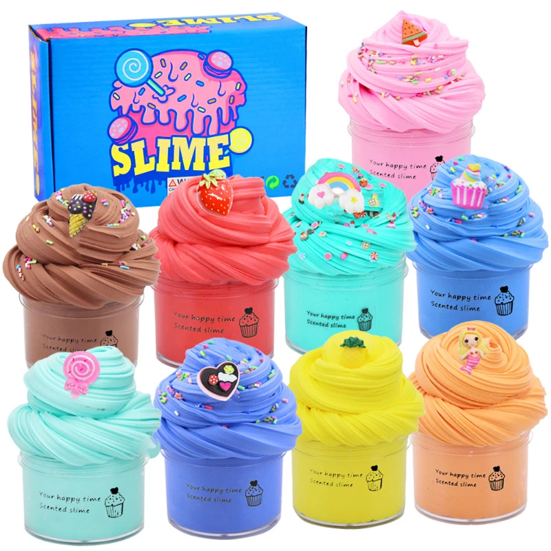 

New DIY Slime Plasticine Supplies Fruitcake 9-color Cotton Mud Slime Kit Toy Ramen Mud Decompress Plasticine Toys for Kids Gift