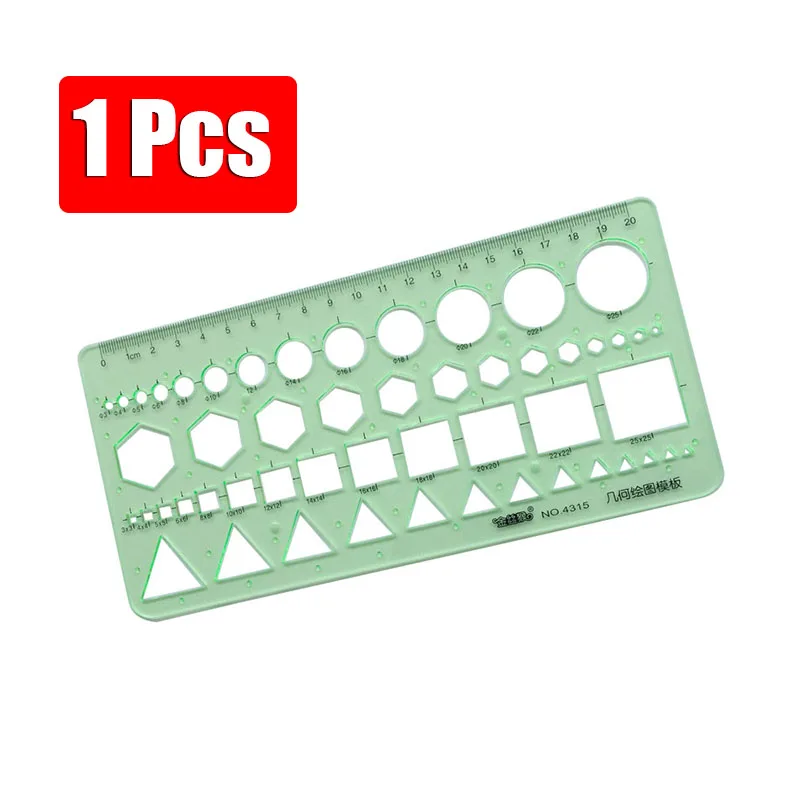 

Геометрический шаблон-линейка AliWuzn 22x10.5 см зелёный